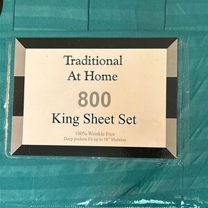 Traditional at home king 6 pc sheet set Pistachio Green embossed striped